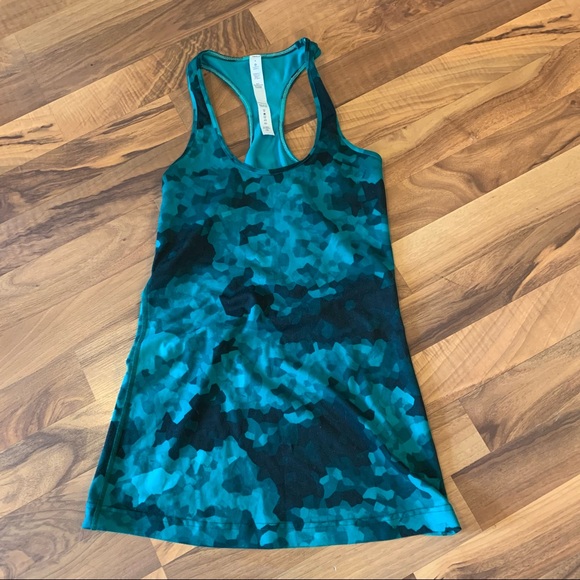 Lululemon Cool Racerback Tank Clouded Dreams Cosmic Teal Multi Size 4